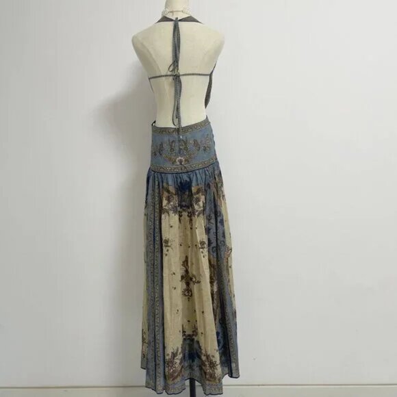 NW0T ！Zimmermann Ascension open-back printed cotton-voile halterneck maxi dress - Picture 6 of 14